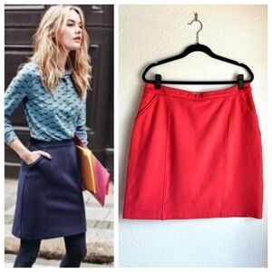 NWOT Boden Cotton Blend Sixties Mod Mini Skirt in Vibrant Orange Coral Pink 12T
